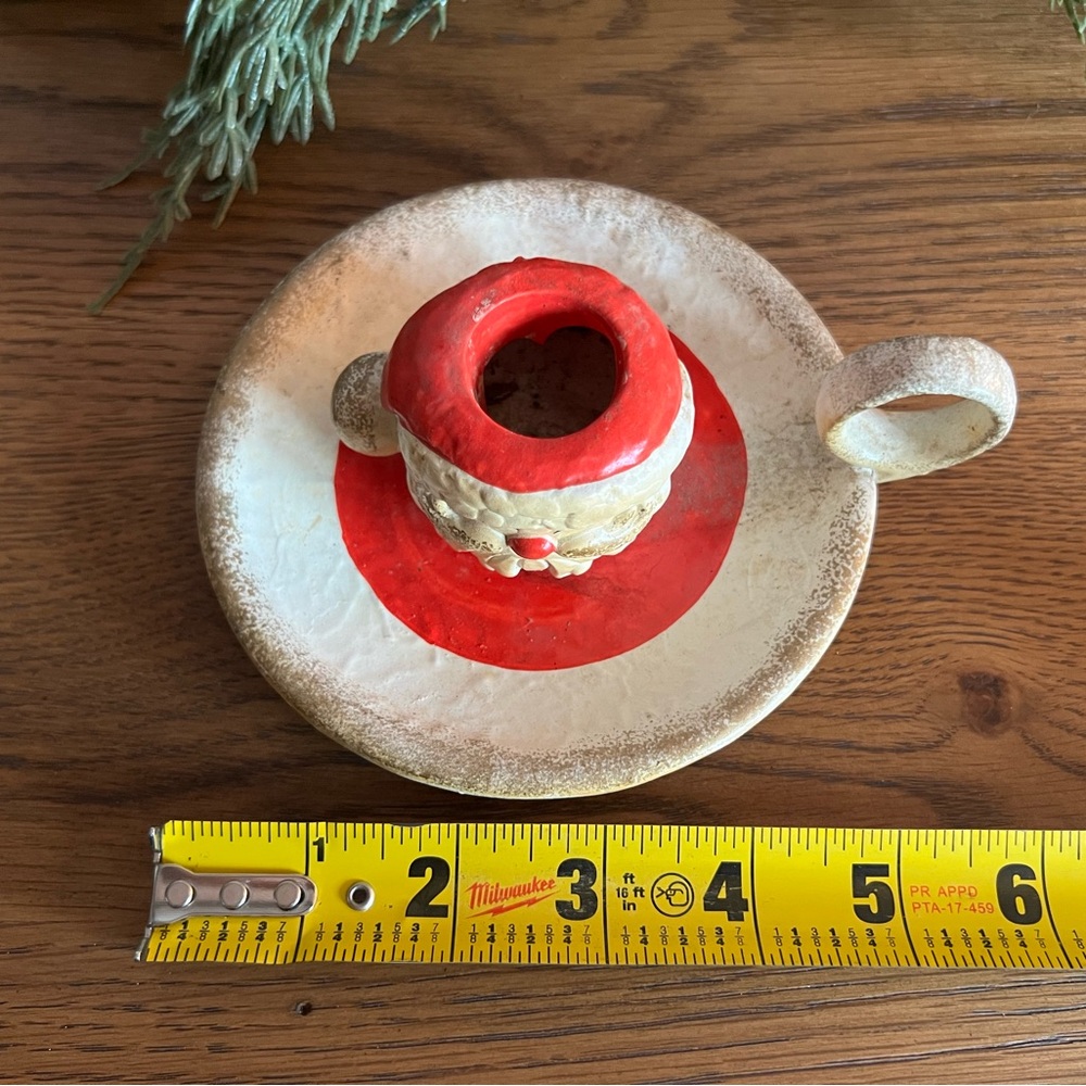 Vintage Ceramic Santa Candle Holder – Christmas Chamberstick Décor - Picture 5 of 10
